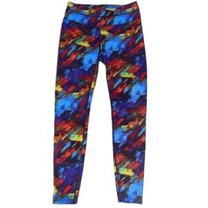 Athleta Sonar Colorburst Athletic Tights Multicolor Leggings Zip Pocket Small‎